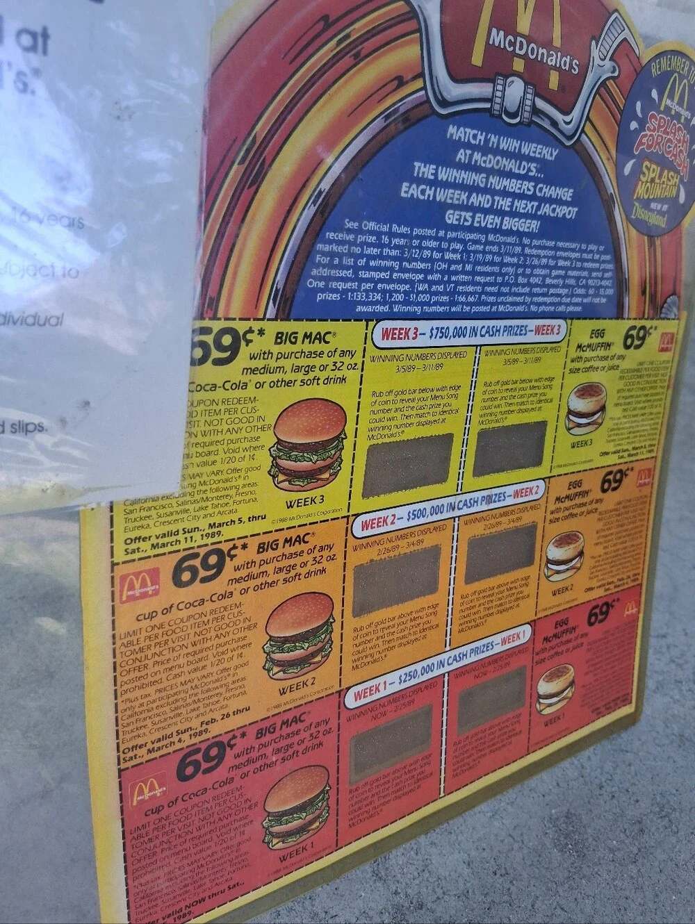 McDonald's Yellow & Red Jukebox-Style $1,000,000 Menu Song Record